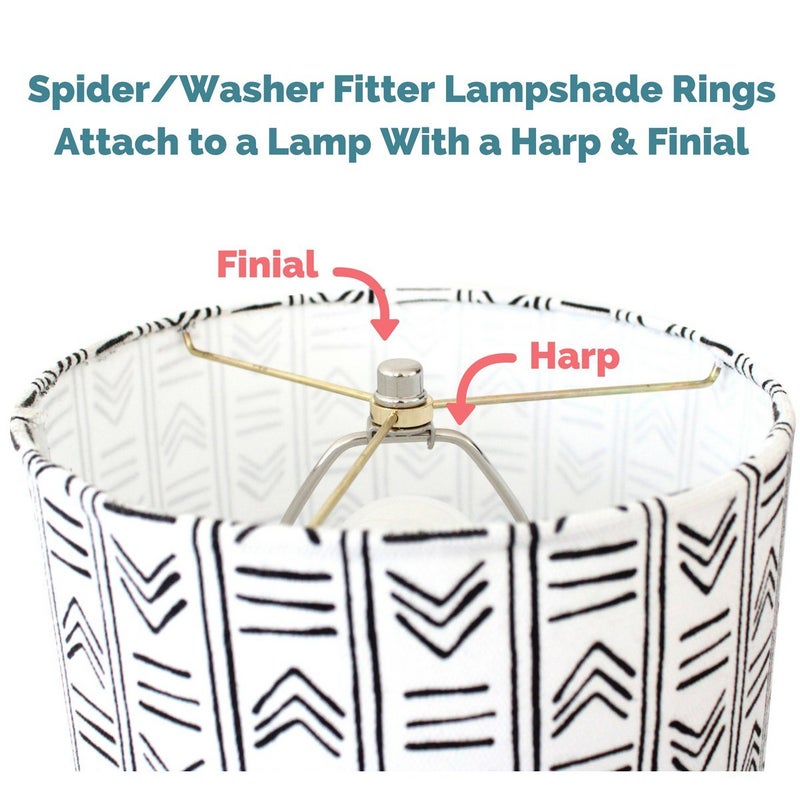 I Like That Lamp Wire Lamp Shade Rings with US Style Spider Fitter (8â€ Diameter), Includes 2 Galvanized Steel Silver Drum Rings, Make DIY Table/Floor/Pendant Lamps, For Lamps With Harps - Image 5